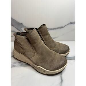 Bionica Women's Taupe Waterproof Leather Oana Boots Sz 7 Slip-On Comfort Wedge